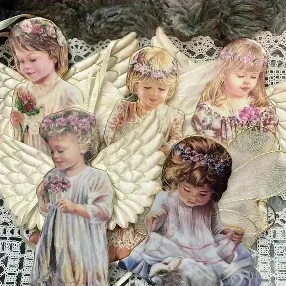 Bradford Exchange Heaven's Little Angels Porcelain Xmas Tree Ornaments Set  of 5 - Picture 11 of 16